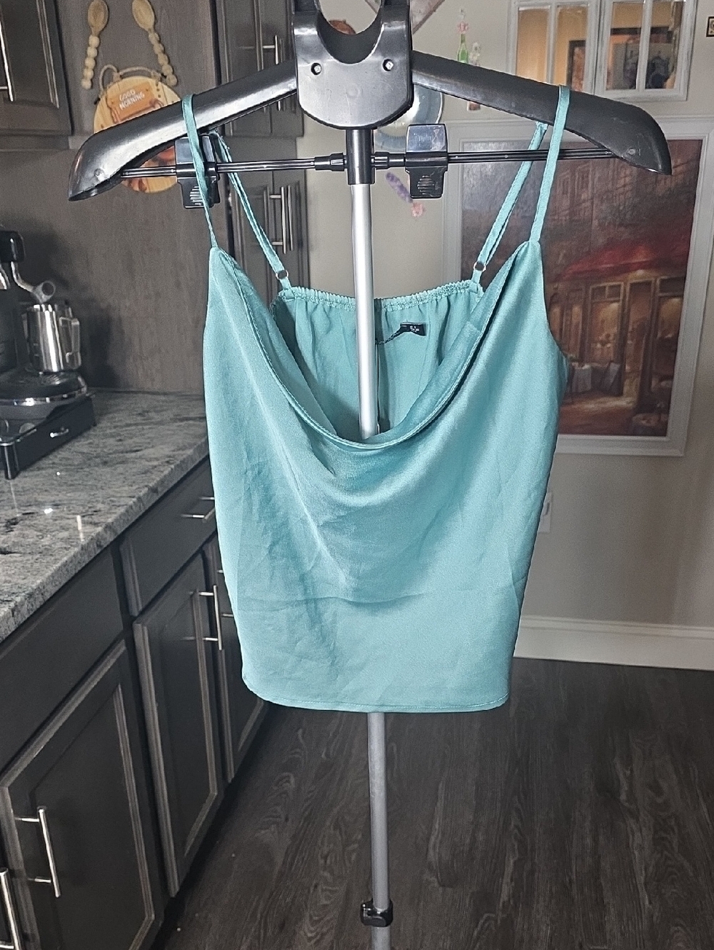 Nasty Gal Teal Cowl Neck Spaghetti Strap Camisole